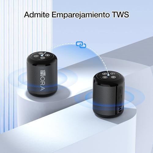 1 Hora Bocina Bluetooth Portátil 5W, Mini Bocina Inalámbrica con USB-C, Radio FM, TWS, USB/TF/AUX, Manos Libres, Batería 1500mAh, Bocina Pequeña para Viaje, Oficina y Casa, Negro