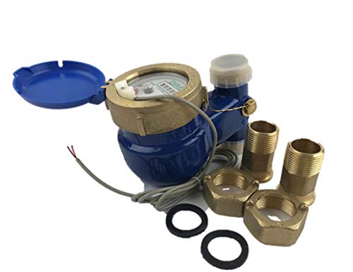 DAE V-100P 1" Vertical Water Meter with Pulse Output, Measuring in Gallon + Couplings - Thumbnail 7