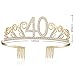 BABEYOND 40th Birthday Tiara and Sash Crystal Happy Birthday Crown and Satin 40 & Fabulous Sash 40th Birthday Party Supplies Rhinestone 40th Princess Crown and Glitter Sash (40th Birth-Gold)