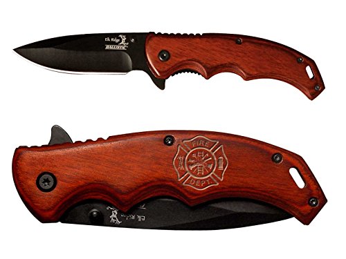 FD Fire Department Maltese engraved Elk Ridge ER-A004BW Pakkawood Stalwart Folding Ballistic Pocket Knife by NDZ Performance FD Fire Department Maltese engraved Elk Ridge ER-A004BW Pakkawood Stalwart Folding Ballistic Pocket Knife by NDZ Performance