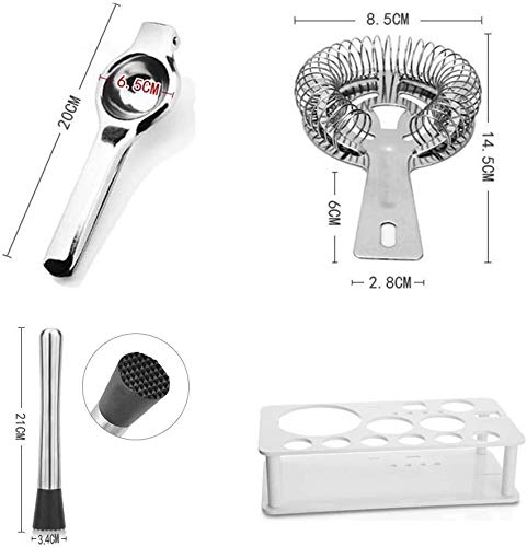 LKNJLL Martini Shaker Cocktail Shaker Set Edelstahl 19 Stück, Bar Set, barsieb, Bar Werkzeuge, Barkeeper Kit, Doppelmess… – Bild 4