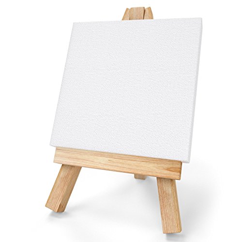 Arteza Mini Paint Canvases for Painting with Easels, Pack of 14, 3 x 3