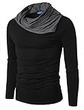 Doublju Mens Turtle Neck with Shirring Detail