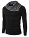 Doublju Mens Turtle Neck with Shirring Detail