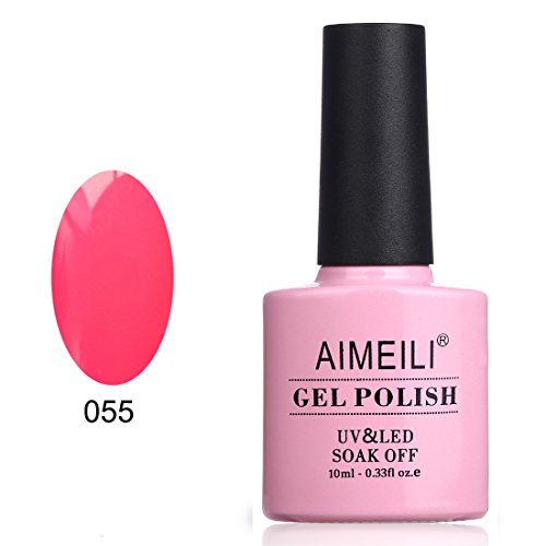 AIMEILI Soak Off UV LED Gel Nail Polish - Neon Shocking Pink (055) 10ml