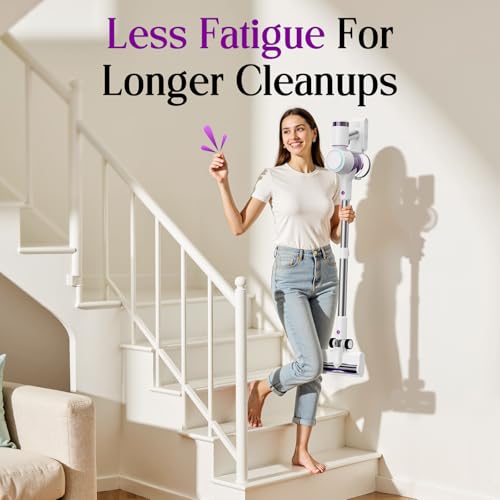 Cordless Vacuum Cleaner, 45KPA 6-in-1 Stick Vacuum with Wall Mount & Touch Screen, Up to 60Mins Runtime,Anti Hair Wrap Lightweight Vacuums with Pet Tool & Crevice Tool, for Carpet & Hard Floor