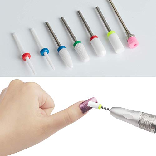 Ceramic Nail Drill Bits Professional Nails File Bit Set 7pcs 3/32 inch for Acrylic Gel Nails Cuticle Manicure Pedicure - Thumbnail 5