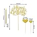 Norme Birthday Cake Candles Metallic Gold Tall Thin Candles Slow Burning Candles in Holder, Gold Glitter Cake Topper Set (24 Pieces Birthday Candles)