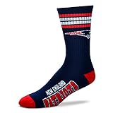 NFL 4 Stripe Deuce Socks - Men's Large (fits 10-13) (New England Patriots)