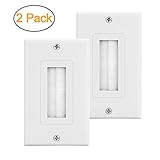 2-Pack Single Brush Wall Plate White Wall Mount Panel Cable Pass Through Insert for Wires,Speaker Wires,Cable Wall Plate for Coaxial Cables, HDTV HDMI Home Theater Systems