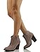 Soda Women's Albert Faux Suede Cowboy Pull-Tab Stacked Heels Ankle Booties Taupe IMSU 7