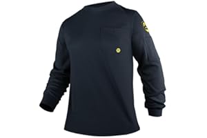 PTAHDUS FR Shirts for Men,5.5oz/7.1oz Round Neck Flame Resistant Long Sleeve Shirts, 100% Cotton Workwear FR Clothing for Men