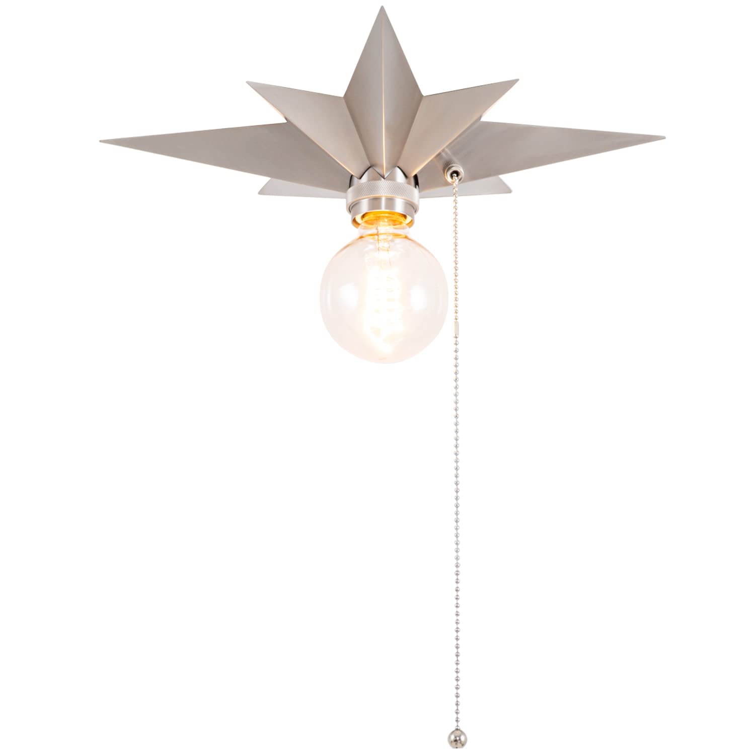 Photo 1 of VILUXY Flush Mount Ceiling Light, Satin Nickel Star Light Fixtures Ceiling with Pull Chain On/Off Switch for Hallway, Entryway, Study Room, Bedroom