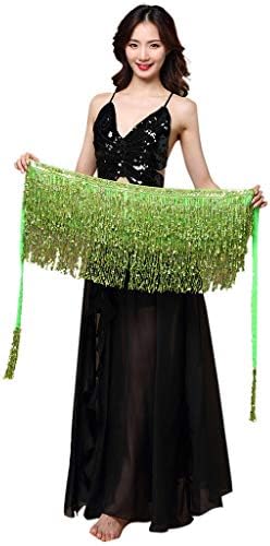 DAYSEVENTH Women Belly Dance Zumba Latin Dance Costume Belt Skirt Hip Wrap Outfit Sequins Tassels Bead Scarf