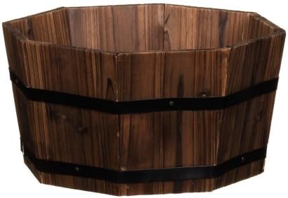 Burntwood Rustic Hexagonal Garden Wooden Planter Flower Pot Basket Solid Wood Patio Decoration