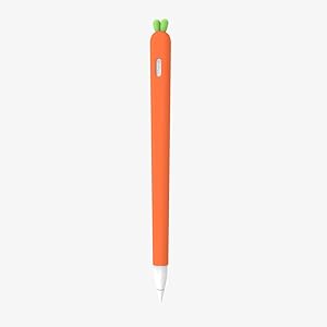 for iPencil Case Cover Silicone Sleeve Compatible with Apple Pencil 2nd Generation, Cute Carrot Design Silicone Soft Protective Cover Accessories with Pencil Tip Cover (Orange)