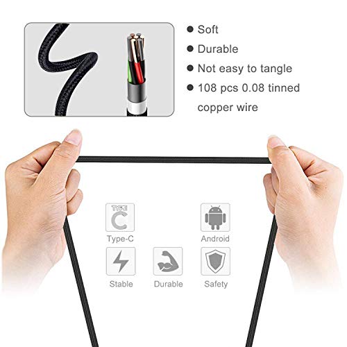eLUUGIE 2 Packs 6ft 4 in 1 USB Cable Multi Charger Cable Braided Universal Multiple USB Charging Cord Adapter with IP Plug x2/Type C/Micro USB Port 4 Connectors for All Mobile Phones Tablets (Black)