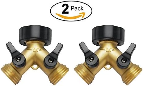 GaiGaiMall 2-Way Brass Water Splitter/Shut Off Valve (2 Pack)