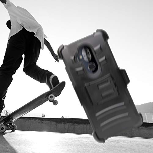 Alcatel 7/ Alcatel Folio/ReVVL 2 Plus Case, Trishield Gear Hybrid Rugged Armor Black with Kickstand Belt Clip Holster - Collage Surf Board