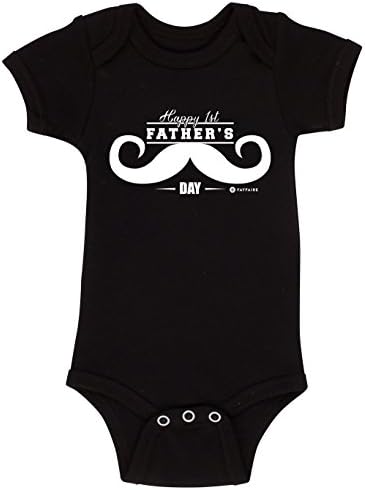 Fayfaire Fathers Day Bodysuit Outfit Gift: Boy or Girl Happy 1st Fathers Day NB-12M Black