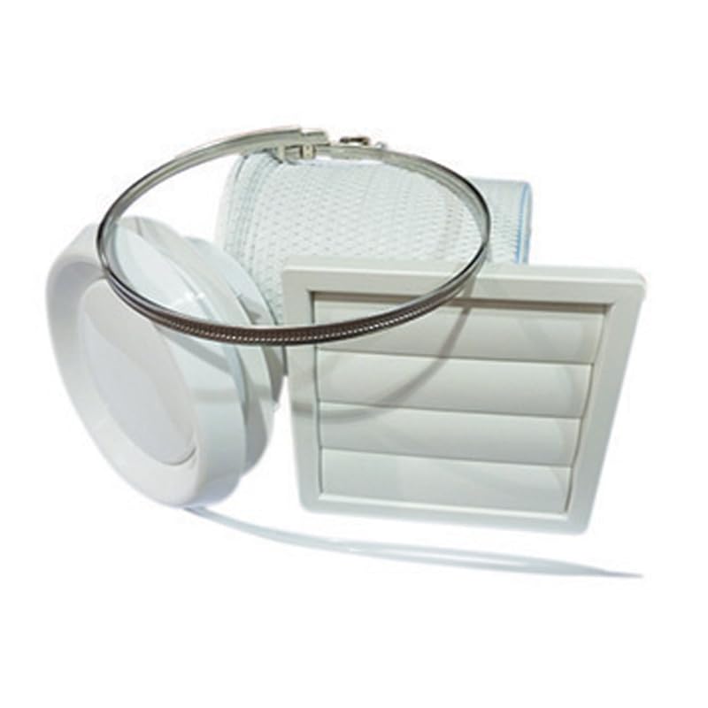 Airflow Flexible Ducting Kit – Ø100mm x 6M Flexible Duct, Gravity Flap Grille, Adjustable Valve & Fixings – Compatible with Iline Extractor Fan AV100 & AV100T