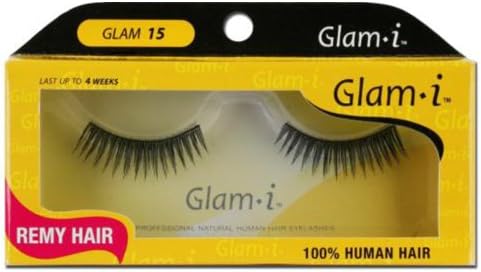Glam-I 15 Full Strip Human Hair Eyelashes, Black, 0.4 Ounce