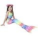 GALLDEALS 4pcs Swimmable Mermaid Tail for Kids Girls Princess Bikini Set Swimsuit Swimwear, 3-12Years