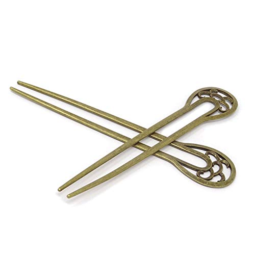 VIEEL U-shaped Metal Fashion Hairpin Hair Clip Clamps Accessories 6.3 inches Fork Hairpin Barrettes Pin Ponytail Holder for Girls Womens - Thumbnail 6