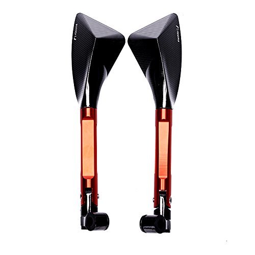 Frenshion Aluminum Universal Motorcycle Rear View Mirrors Blue Glass Curved Rod For Street Bike Sport Bike Scooter CRUISER(Ornage)