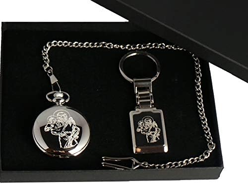 St Christopher, Gift Set GPO Group Exclusive Saint Christopher, St. Christopher Diamond Cut Engraved Silver Plated Half Hunter Pocket Watch And Saint Christopher, St. Christopher Silver Plated Keyring In Gift Box