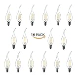 LUXON Flame tip LED filament candelabra light bulb Warm White 2W 2700k Use in Chandeliers,Wall Sconces,and Pendant Lighting (16 pack)