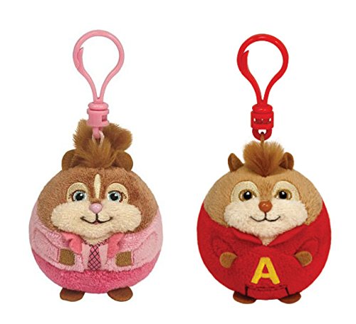TY Alvin and the Chipmucks - Alvin & Brittany Soft Plush Keyring Beanie Toys Twin Pack