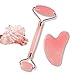 Rose Quartz Face Roller and Gua Sha Massager Kit - Jade Roller for Face and Eye Puffiness, Wrinkles, Migraine Natural Jade Stone by Akami