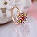 BAMOER 18K White Rose Gold Plated Cubic Zirconia Snowflake Flower Ring for Women Girls CZ Jewelry Fashion Flower Ring 3 Style
