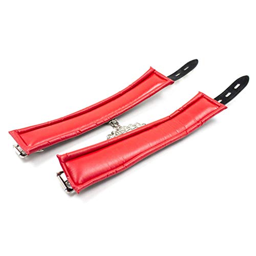 LYD Leather Handcuffs Set Adjustable Wrist Cuffs （Red） - Thumbnail 2