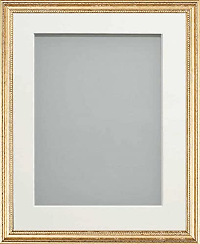Frame Company Beatrice Range Gold Ornate Wooden Picture Frame With White Mount, 6x4 for 5x3 *Choice of Mount Colours and Sizes* Fitted with Real Glass