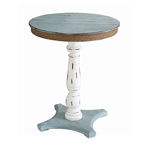 Crestview Collection CVFZR1709 Sea Isle Two Tone Rustic Coastal Wood and Rope Apron Accent Table Furniture