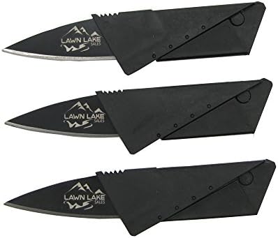 3 PACK of Lawn Lake Sales Brand, Credit Card Sized, Folding Pocket Knife, Keep In Your Bug Out Bag (BOB), Cars, Campers, Boats, Hiking Pack, Emergency, Survival, Tactical, EDC Knife