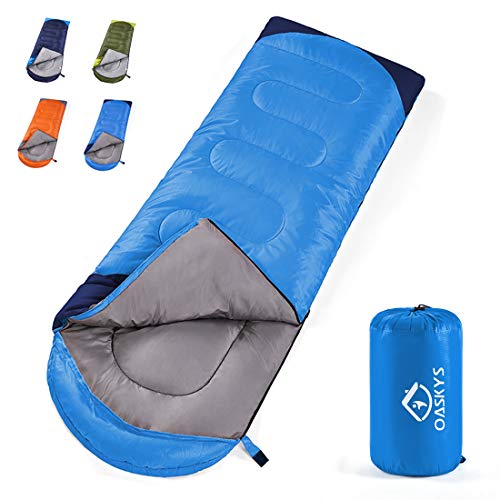 oaskys Camping Sleeping Bag – All Season Warm & Cool Weather – Summer, Spring, Fall, Winter, Lightweight, Waterproof for Adults & Kids – Camping Gear Equipment, Traveling, and Outdoors