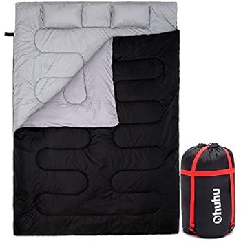 Ohuhu Double Sleeping Bag With 2 Pillows And A Carrying Bag, Waterproof Lightweight 2 Person Sleeping Adult Bag For Camping, Backpacking, Hiking