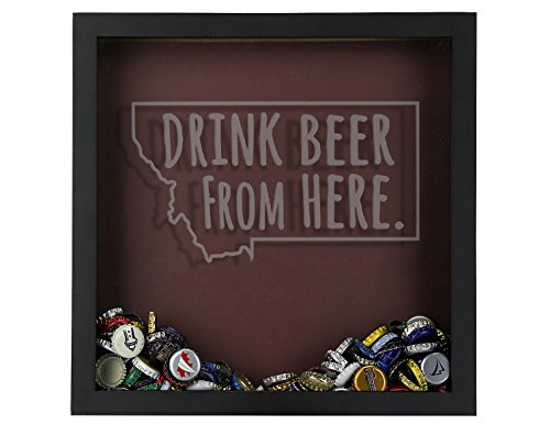 Beer Cap Shadow Box, Drink Beer From Here: Montana