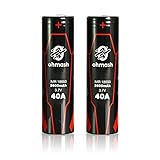 Ohmash O-B18650-40R 18650 Battery 2600mAh, 40A Flat Top 3.7V Rechargeable Li-ion Batteries for High Drain Devices(2 Piece)With Free 18650 Battery Case/Holder ...