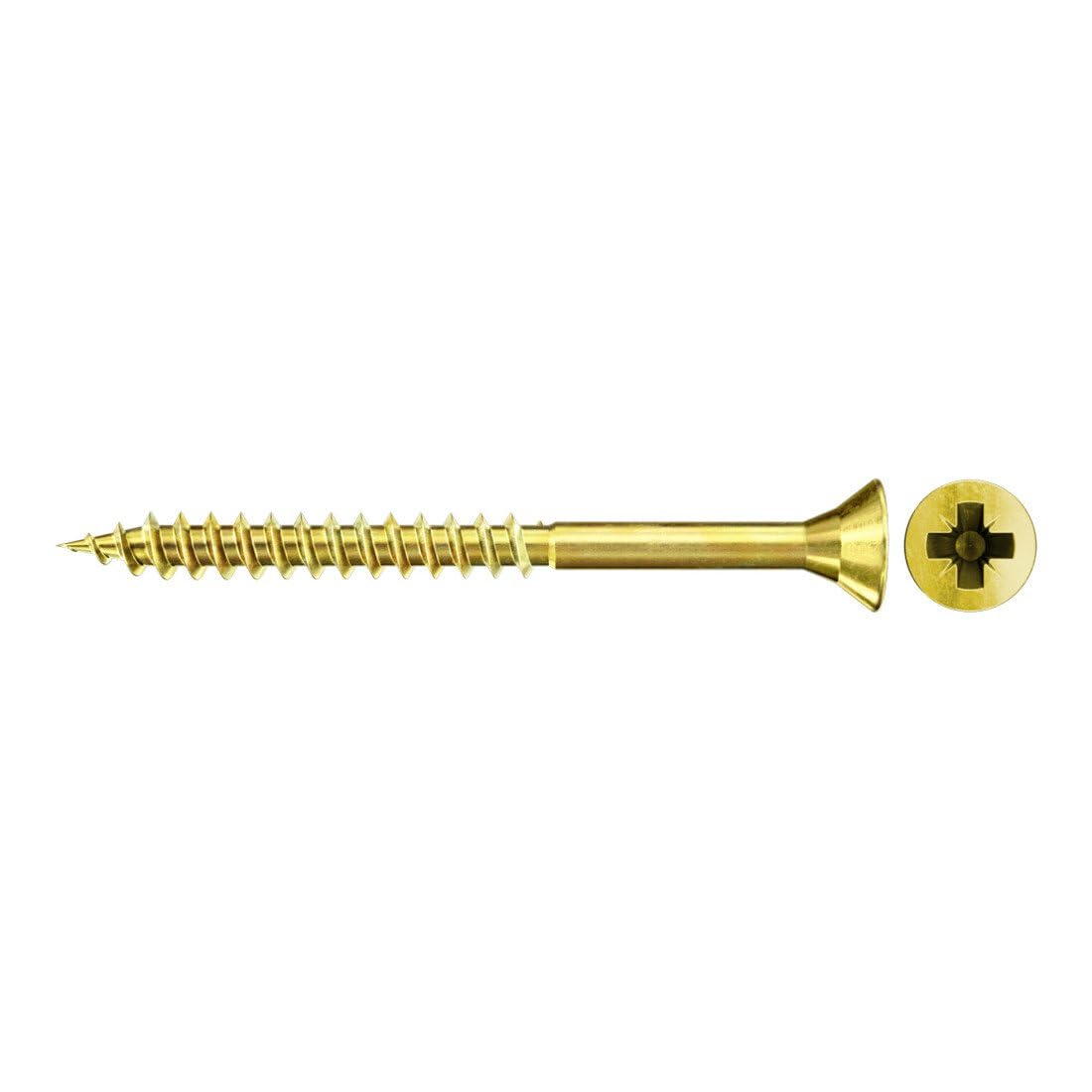 fischer Chipboard Screw 4.5 x 80 Countersunk Head Yellow-Galvanised Partial Thread Phillips PZ — image 1