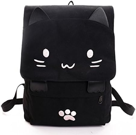 YOSHI EDWARD School Backpack Cute Cat Large Capacity Casual Daypack for Girls&amp;Women (black１)