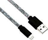 UberPower by NRGized Flat Premium Lightning to USB Cable Apple MFi Certified 3ft / 0.9m for iPhone 6S 6S Plus 6 6Plus 5s 5c 5, iPad Air, Air mini, iPad, iPod (Zebra)