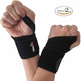 Wrist Brace Support Wraps 2 pack for women and men neoprene adjustable for right and left hand with thumb stabilizer and drawstring bag for yoga weightlifting gymnastics bowling typing carpal tunnel