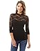 PattyBoutik Women Floral Lace Mock Neck Inset Sweetheart Blouse (Black Medium)