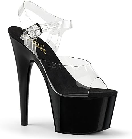 Pleaser Adore-708 Sexy Hot Exotic Dancing Clubwear 7" Women's Platform Sandal. Clear/Black Size 8
