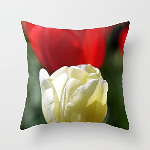 White &amp; Red Pillow Case by WiWo flower 18x18inches