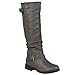 Brinley Co. Womens Regular and Wide-Calf Knee-High Buckle Riding Boot